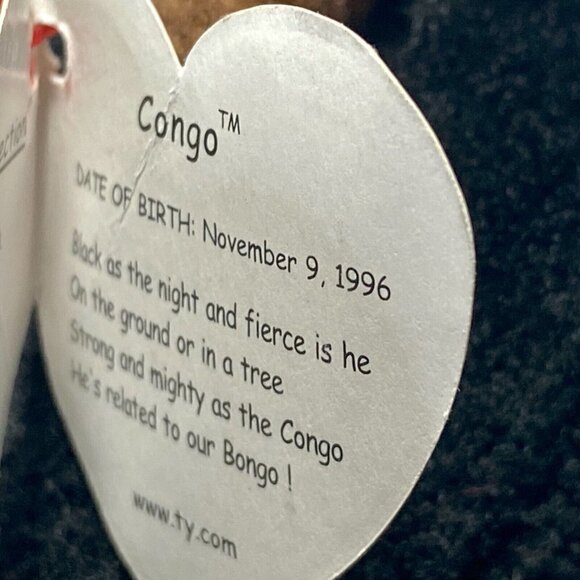 Ty Beanie Baby Original Congo 1996 Retired Fareham, Hants Reg No PA 1965(KR) - Picture 8 of 12